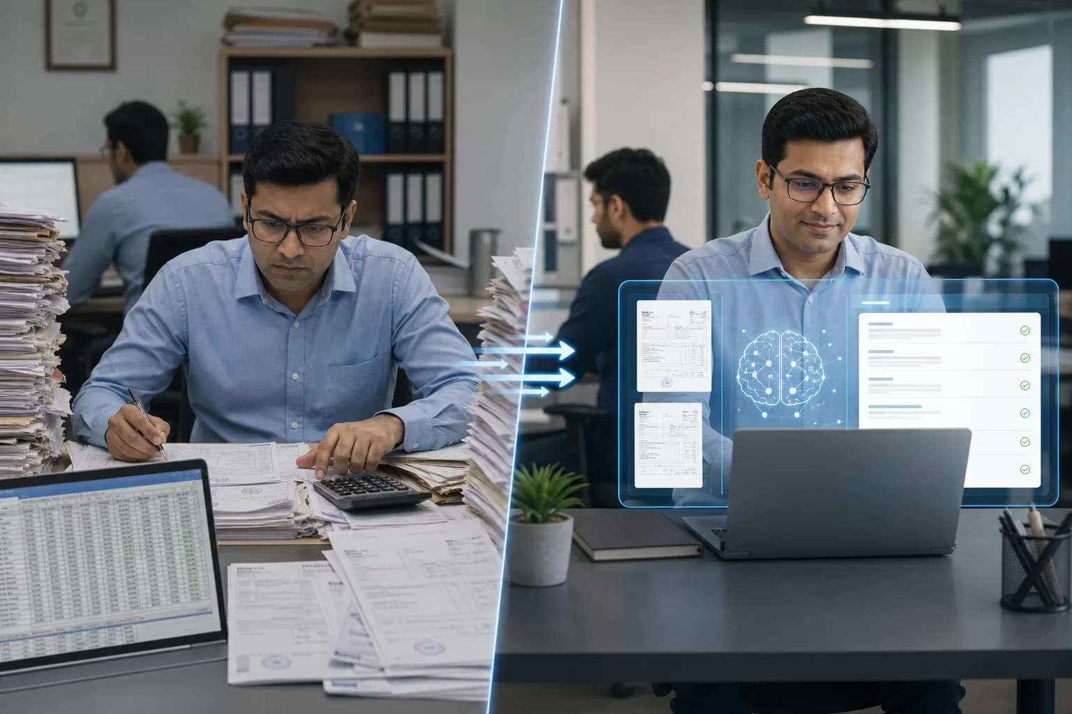 Comparison of manual invoice data entry and AI-assisted invoice processing